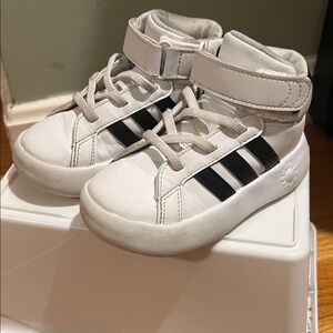 Kids White and Black High-Top Sneakers adidas